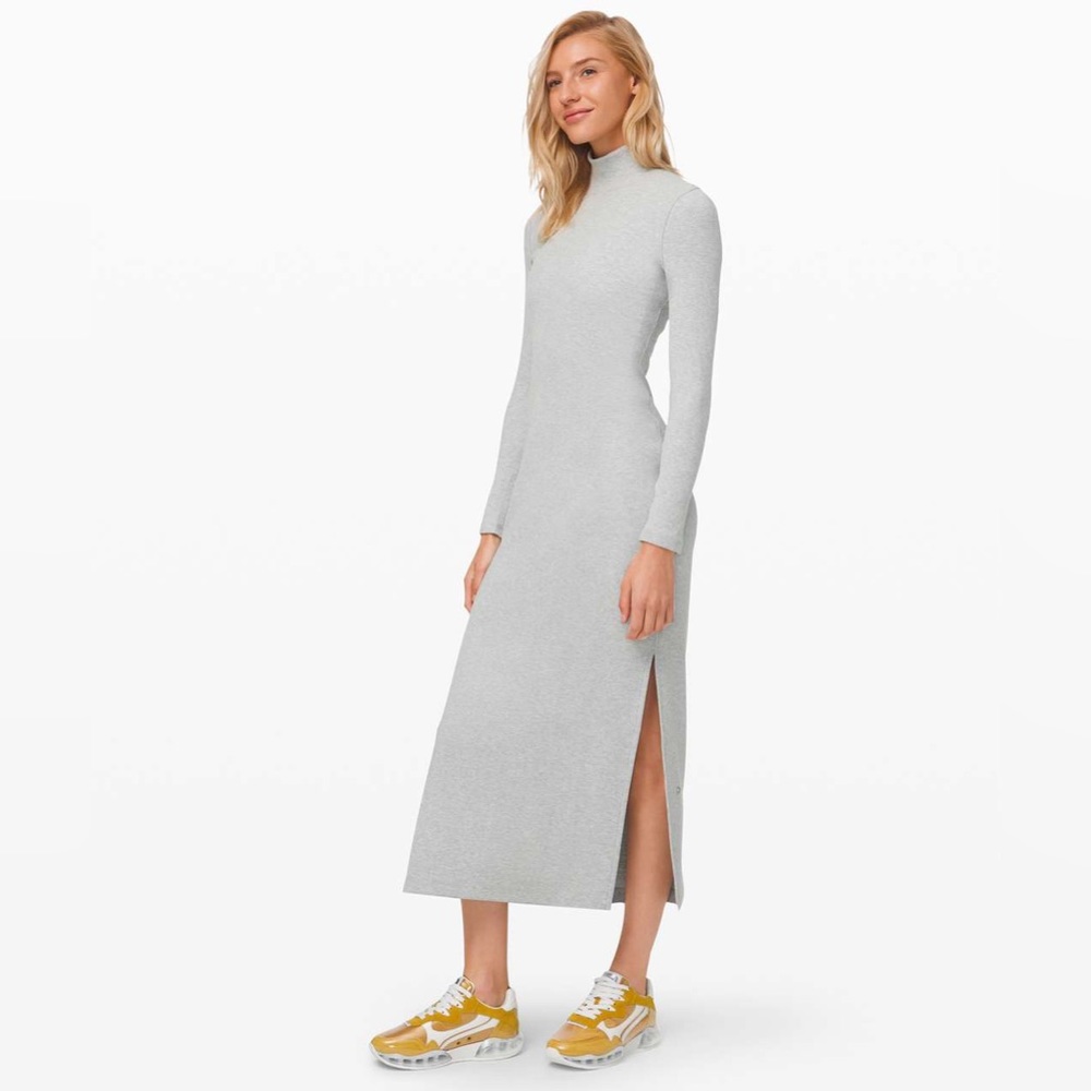 ▪️ISO▪️ Lululemon Kitsilano Long Sleeve Knit Maxi Dress in Light Grey Size 6